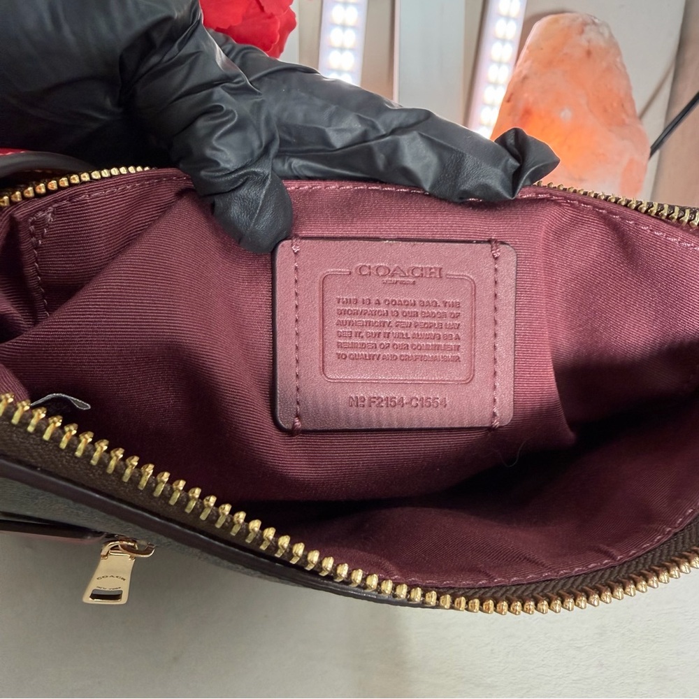 🌼 COACH 🌺 Rowan File Bag Signature Brown and Red Crossbody leather strap - Picture 7 of 16